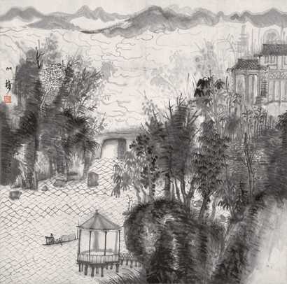何加林 山水 镜心